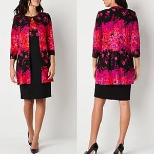 NWT Danny & Nicole Black And Pink Floral Jacket